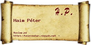 Haim Péter névjegykártya